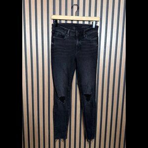 AllSaints Jeans 26 Womens Black Grace Ankle Fray Denim Stretch